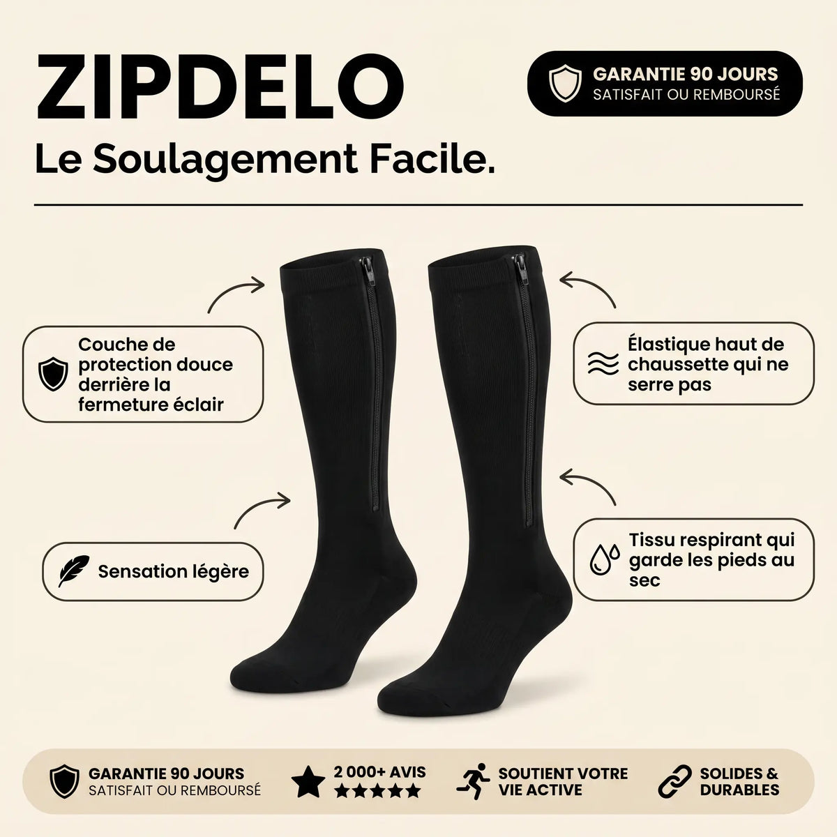 Bas de compression zippé ZIPDELO